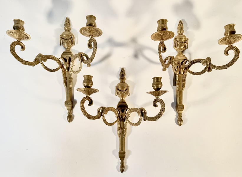 3 franske Louis XVI vegglysestaker