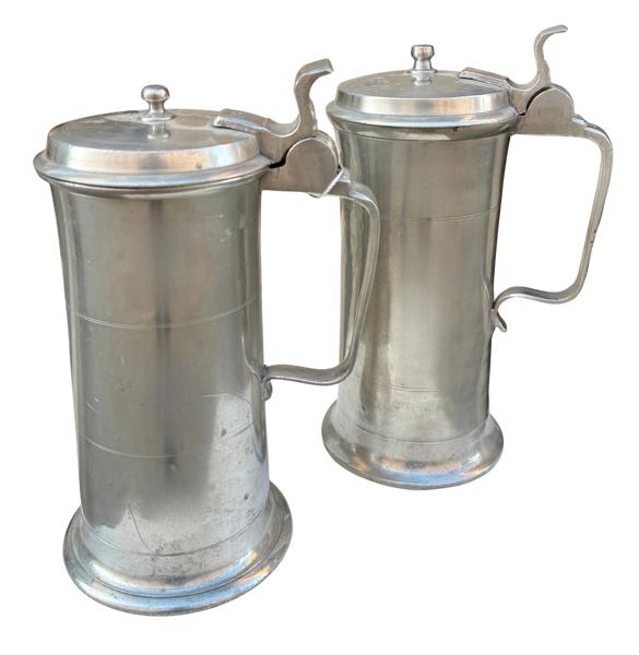 2 store tinnkrus m/lokk ca. 1800