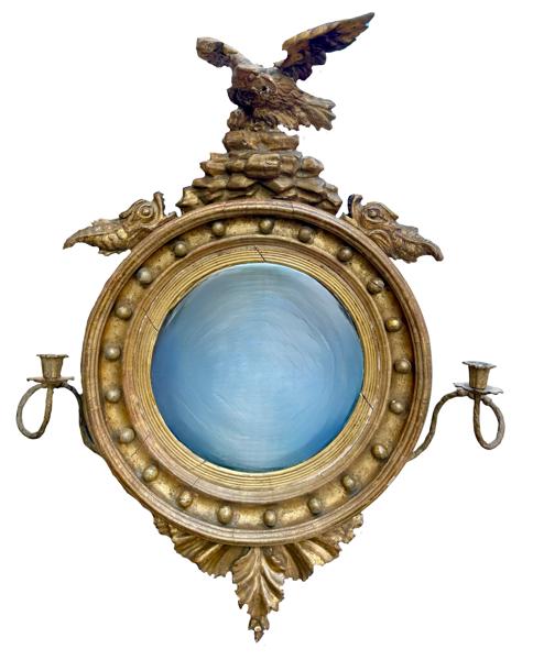 Engelsk Regency konveks girandole-speil  / Convex Girandole Mirror early 19th. century